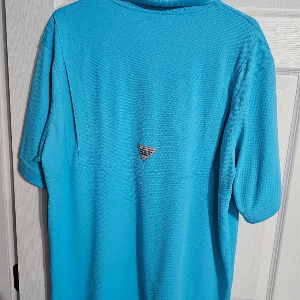 Mens Columbia PFG Shirt Turquoise Blue Polo  XL - Picture 2 of 3